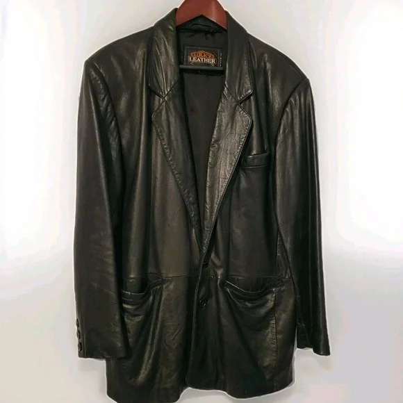 Lucky Brand Men's Black Leather Sport Coat, FREE SHIPPING! - Picture 2 of 4